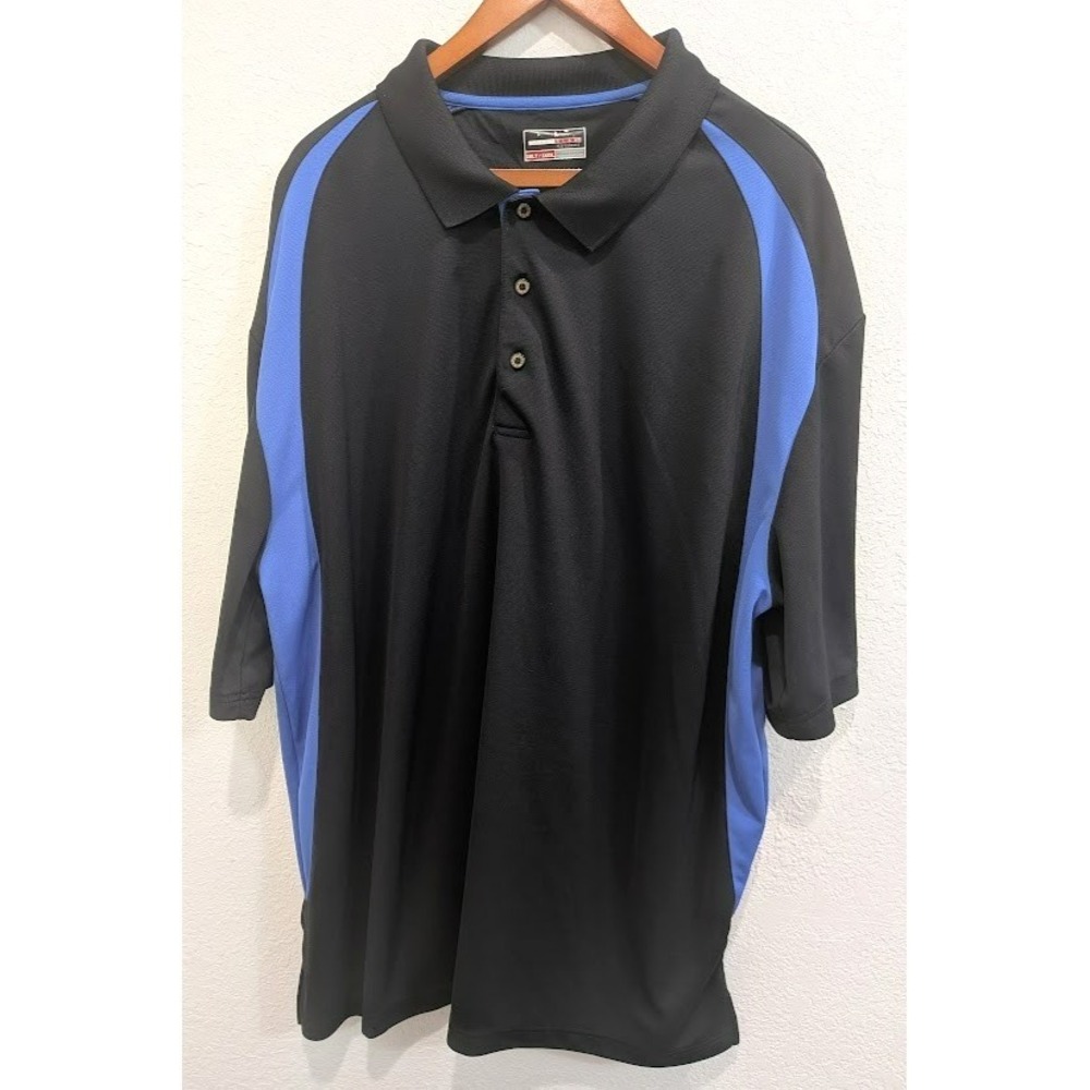 Mens Grand Slam Performance Polo GOLF Shirt #XL Black and Blue Short Sleeve